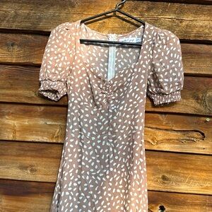 Petal and Pup Elegant Tan Patterned Dress